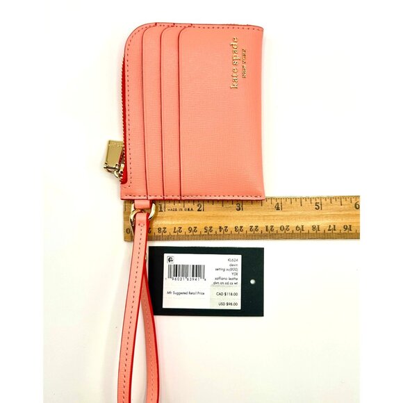 Kate Spade KL624 Devin Pop Trim Card Case Wristlet Setting Sun Saffiano Leather - Picture 13 of 15